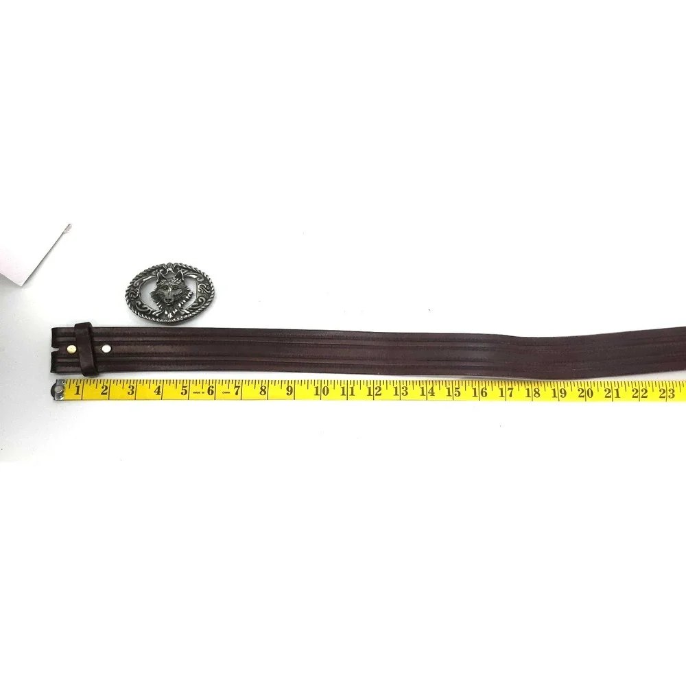 Browning Mens Belt Genuine‎ Full Grain Leather sz 38 With Wolf Head Buckle